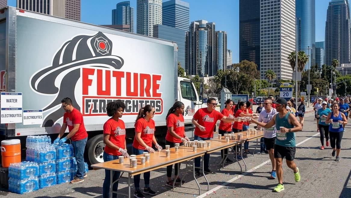70 College Volunteers from Future Firefighters Keep the 41st LA Marathon Running Smoothly